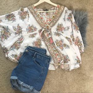 Angie Size L Kimono Blouse Floral Boho